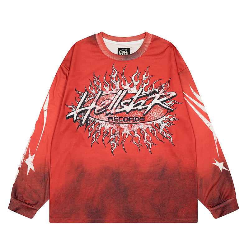 Hellstar Long Sleeve Shirts Hip-hop loose oversize High-quality pure cotton high-street clothing