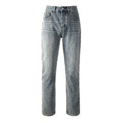 Mens trendy purple jeans 100% cotton Jeans Rhinestones #9140