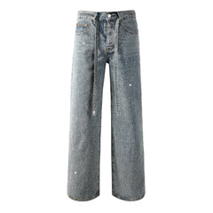 Mens trendy purple jeans 100% cotton Jeans Rhinestones #9129