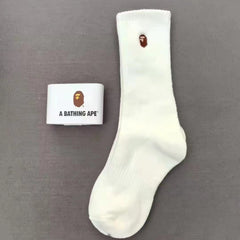 Bathing ape Socks Embroidered Socks Black and White Grey