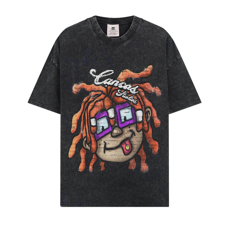 BIG FACE T shirts Pure Cotton High-Street Fashion