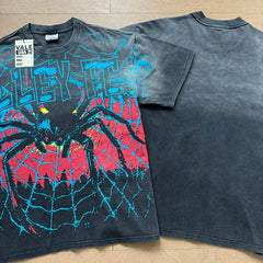 Valeforever Vale T Shirts Black washed, distressed spider graphic