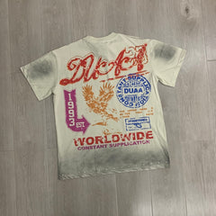 DUAA T shirts Upper Hand SS Tee, Rhinestone-Fried Distressed Holes, Pure Cotton