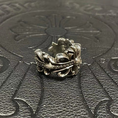 CHH Chrome heart Cross Ring with Diamonds in White Gold