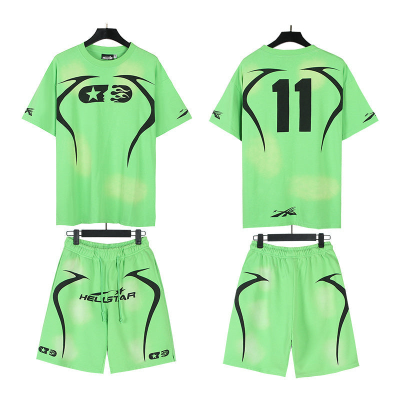 Hellstar T-Shirt And Shorts Two-Piece Set High-quality pure cotton high-street clothing