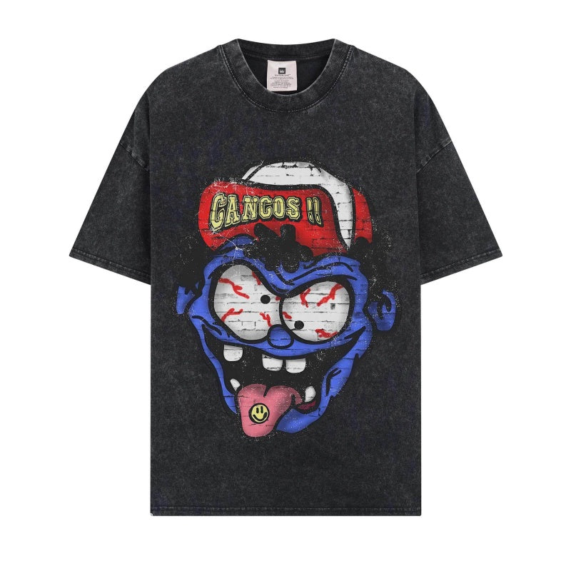 BIG FACE T shirts Pure Cotton High-Street Fashion