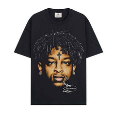 BIG FACE T shirts Pure Cotton High-Street Fashion