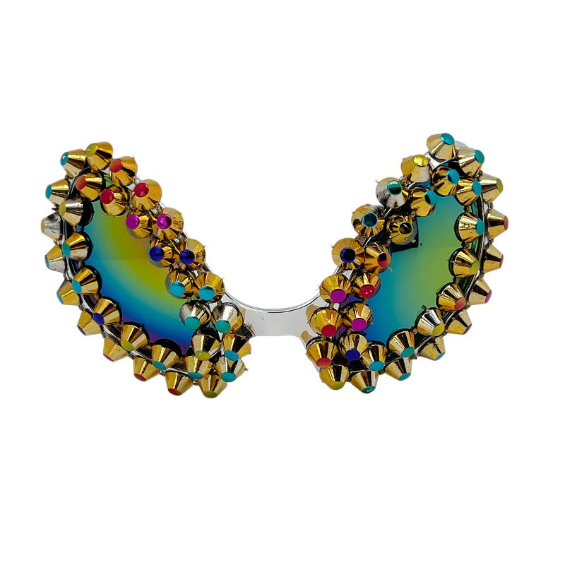 Trendy punk glasses rivet alien funny