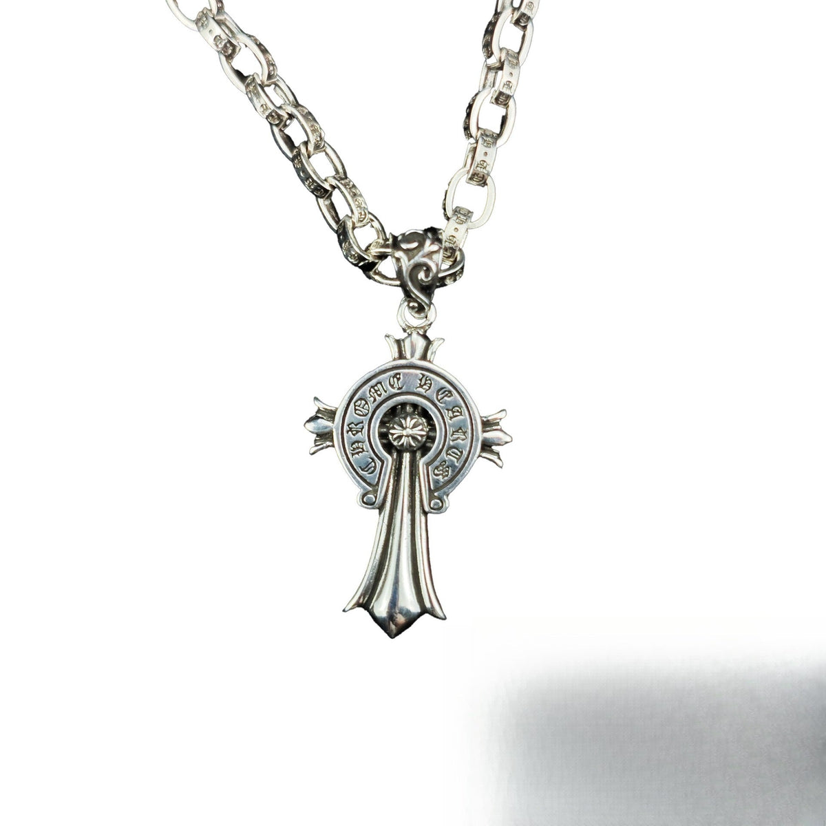 CHH Chrome heart Cross Necklace Hexagram Flame Cross Vintage Pendant