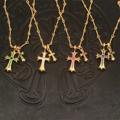 CHH Chrome heart Cross Necklace Bamboo Necklace Double Cross Men's and Women's Necklaces