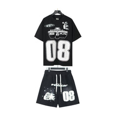 Hellstar T-Shirt And Shorts Two-Piece Set High-quality pure cotton high-street clothing