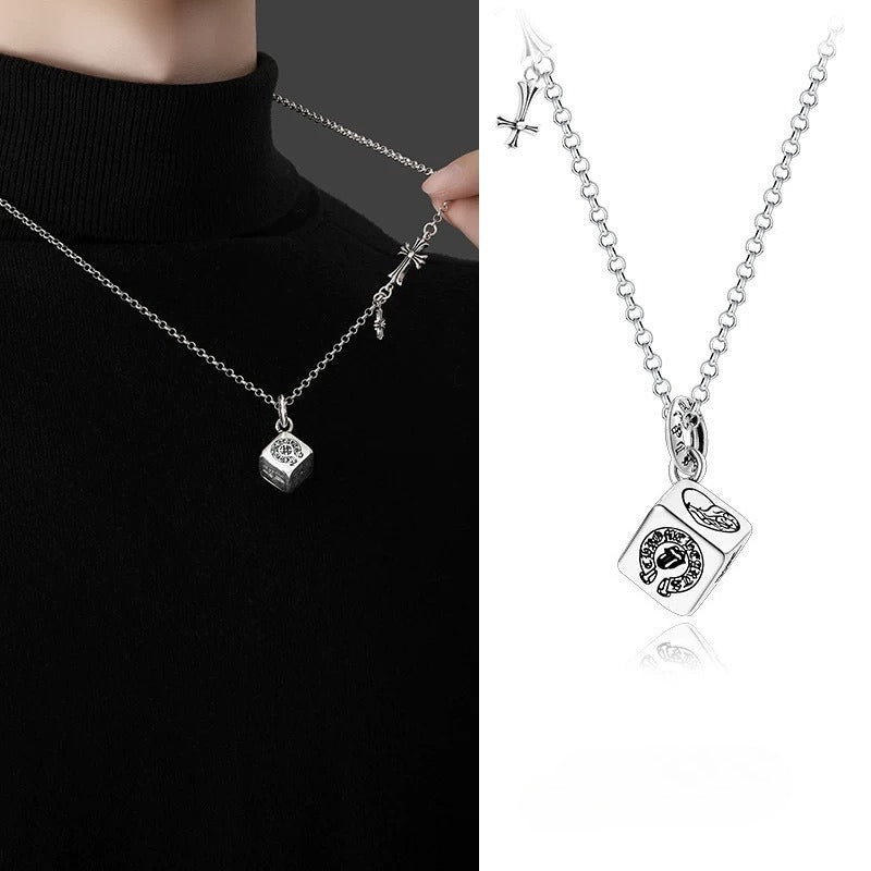 CHH Chrome heart Cross Necklace Vintage Square Dice Men's and Women's Pendants