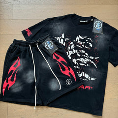 Hellstar T-Shirt And Shorts Two-Piece Set High-quality pure cotton high-street clothing