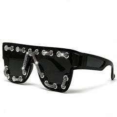 Trendy punk glasses sparkling diamond retro