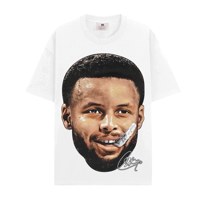 BIG FACE T shirts Pure Cotton High-Street Fashion