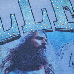 Valeforever Vale T Shirts Fashionable blue acid-wash style with rhinestone embellishments.