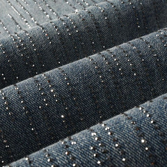 Mens trendy purple jeans 100% cotton Rhinestones #9140
