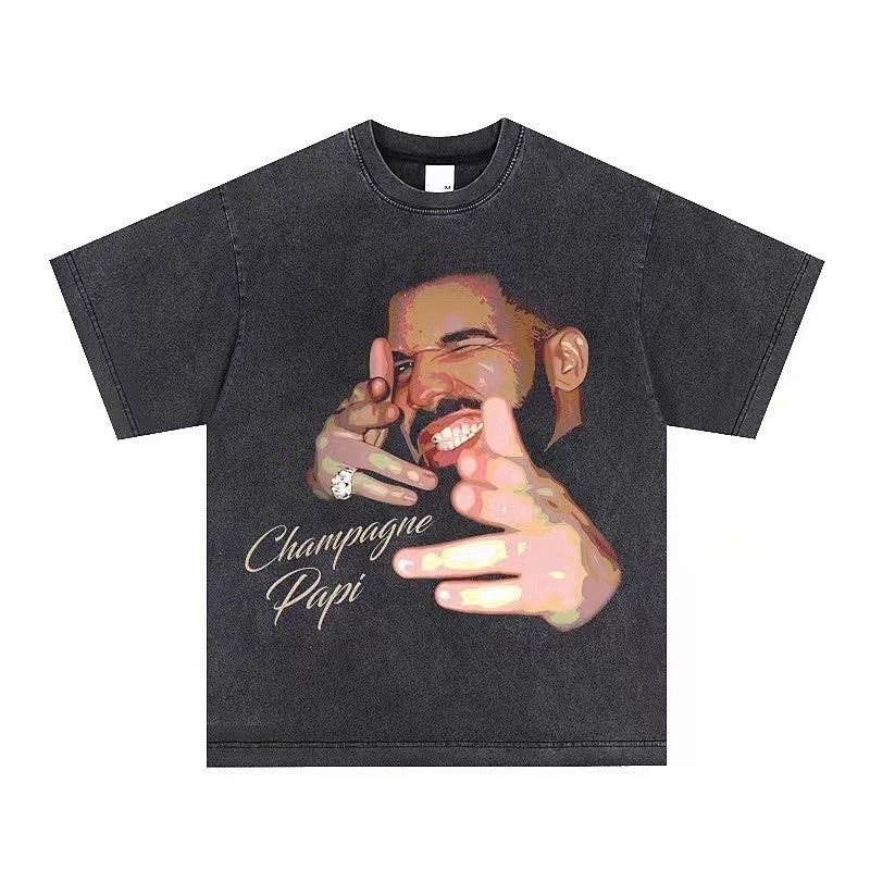 BIG FACE T shirts Pure Cotton High-Street Fashion