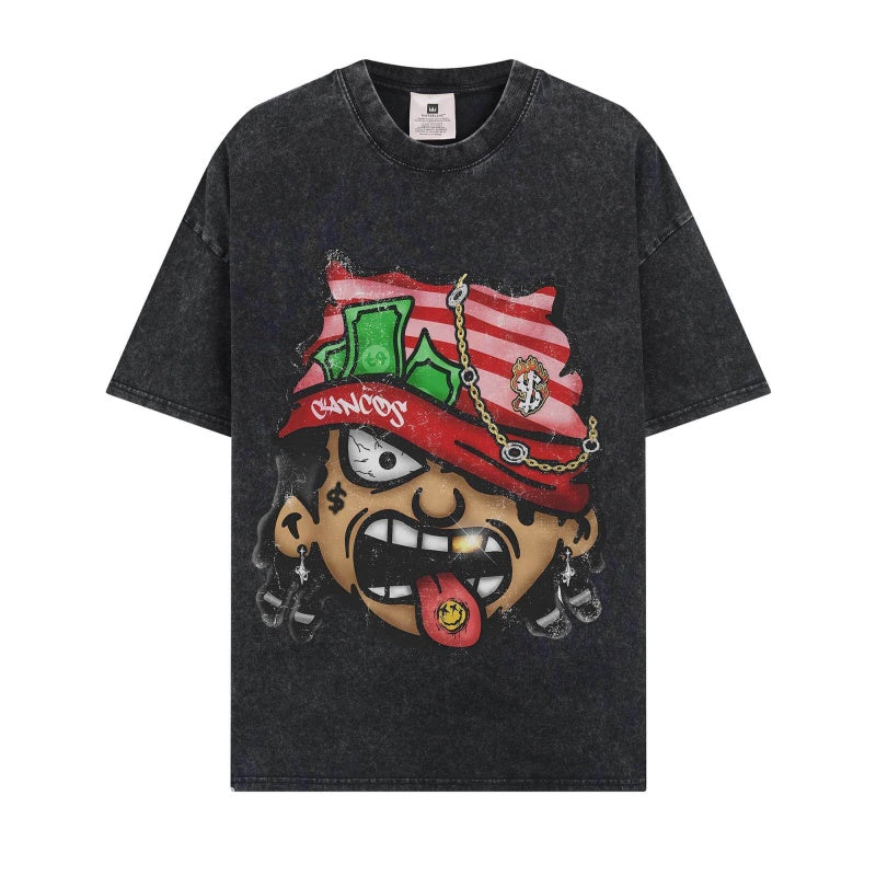 BIG FACE T shirts Pure Cotton High-Street Fashion