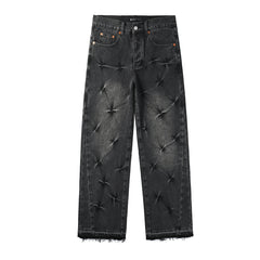 Mens trendy purple jeans 100% cotton High Street Distressed