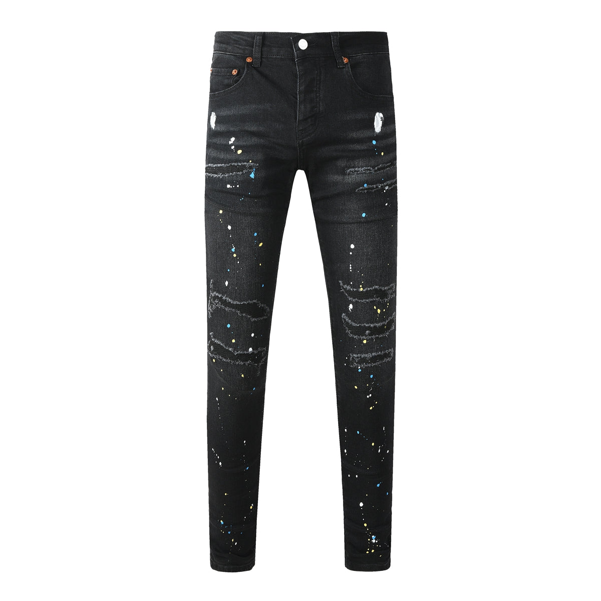 Mens trendy purple jeans 100% cotton High Street Distressed