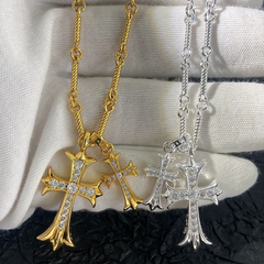 CHH Chrome heart Cross Necklace Double Cross Necklace for Men and Women