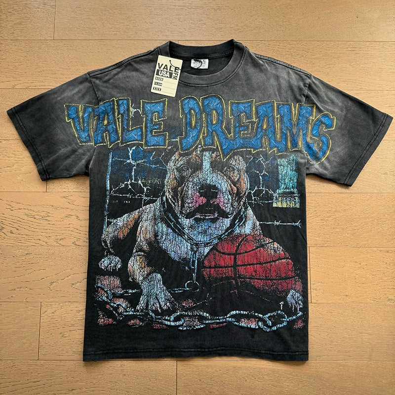 Valeforever Vale T Shirts Vintage-style distressed puppy print