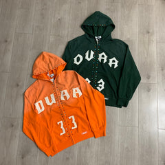 DUAA Hoodie trendy Rhinestone-Embellished Distressed Patch-Embroidered French Terry