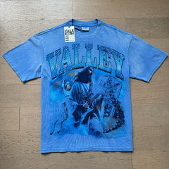Valeforever Vale T Shirts Fashionable blue acid-wash style with rhinestone embellishments.