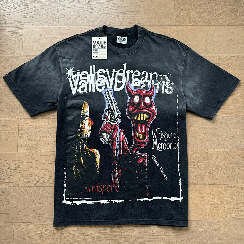Valeforever Vale T Shirts Washed black with a distressed finish