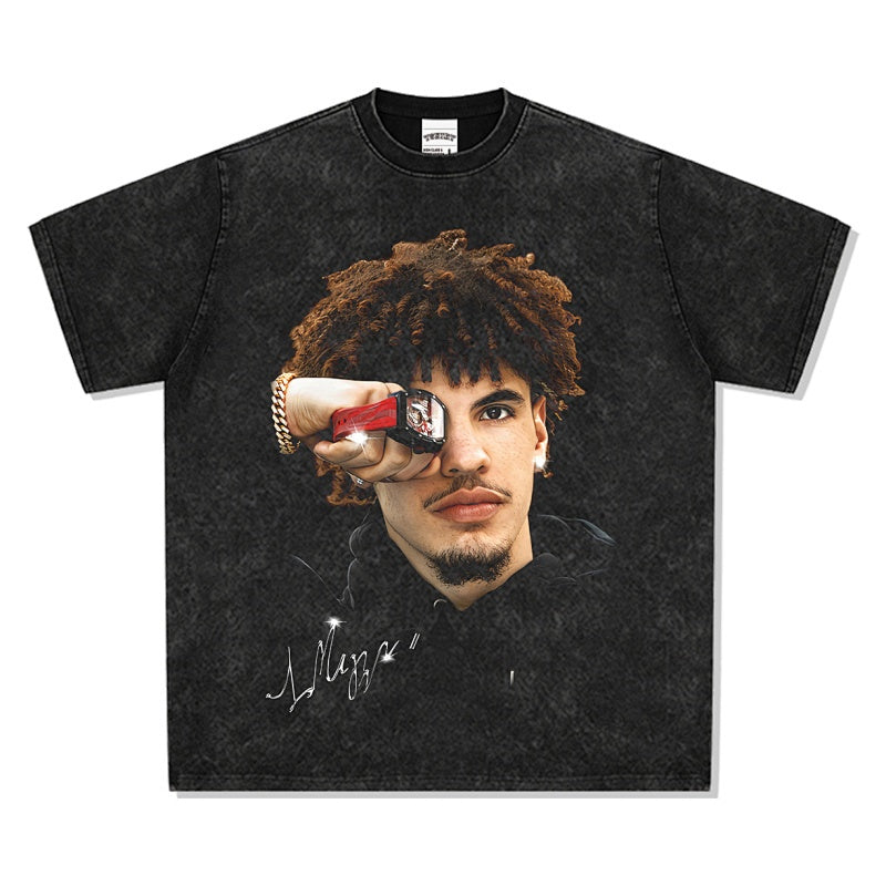 BIG FACE T shirts Pure Cotton High-Street Fashion