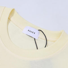 Rhude T Shirts Blue Sunset Print Cotton Casual Short Sleeve Men and Women
