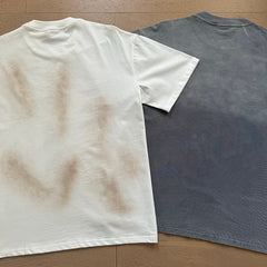Valeforever Vale T Shirts Grey and white letter-print design with a washed, distressed finish