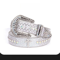 Hip-hop punk rhinestone belt crocodile pattern cross accessories