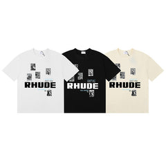Rhude T Shirts Pure cotton printed letters
