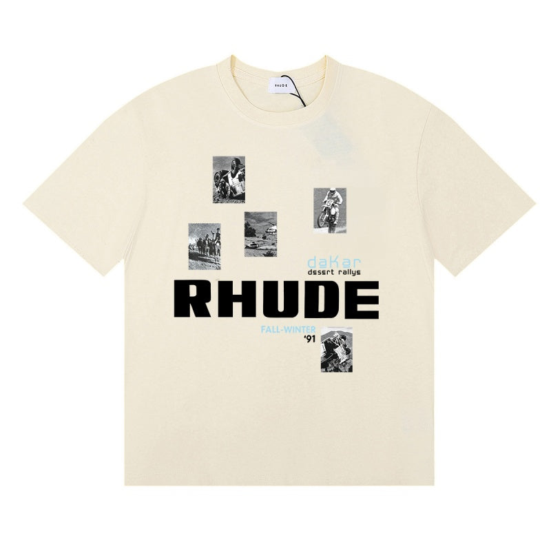 Rhude T Shirts Pure cotton printed letters