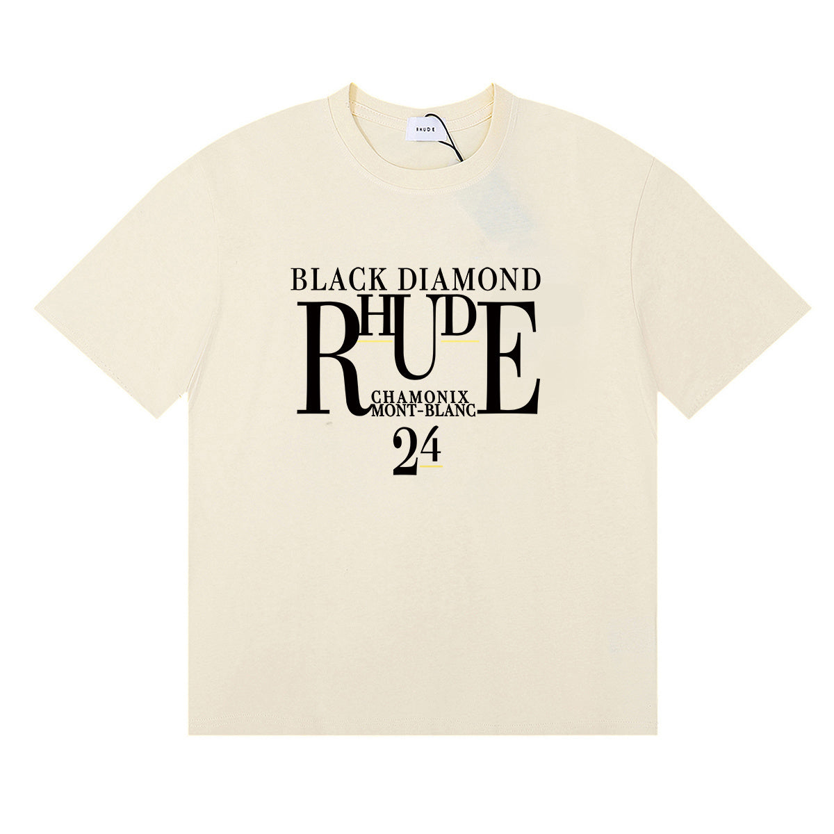 Rhude T Shirts Diamond Solid Color Letter Printing Cotton Casual Short Sleeve Men and Women