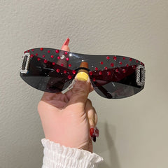 Trendy punk glasses retro diamond
