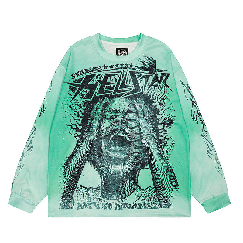 Hellstar Long Sleeve Shirts Hip-hop loose oversize High-quality pure cotton high-street clothing