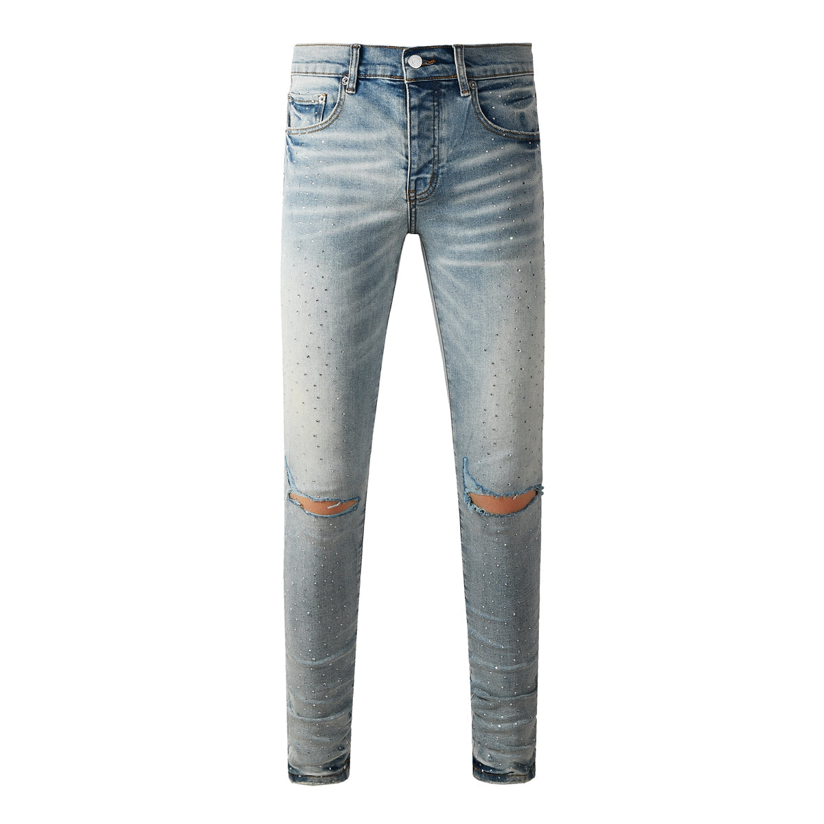 Mens trendy purple jeans 100% cotton High Street Distressed