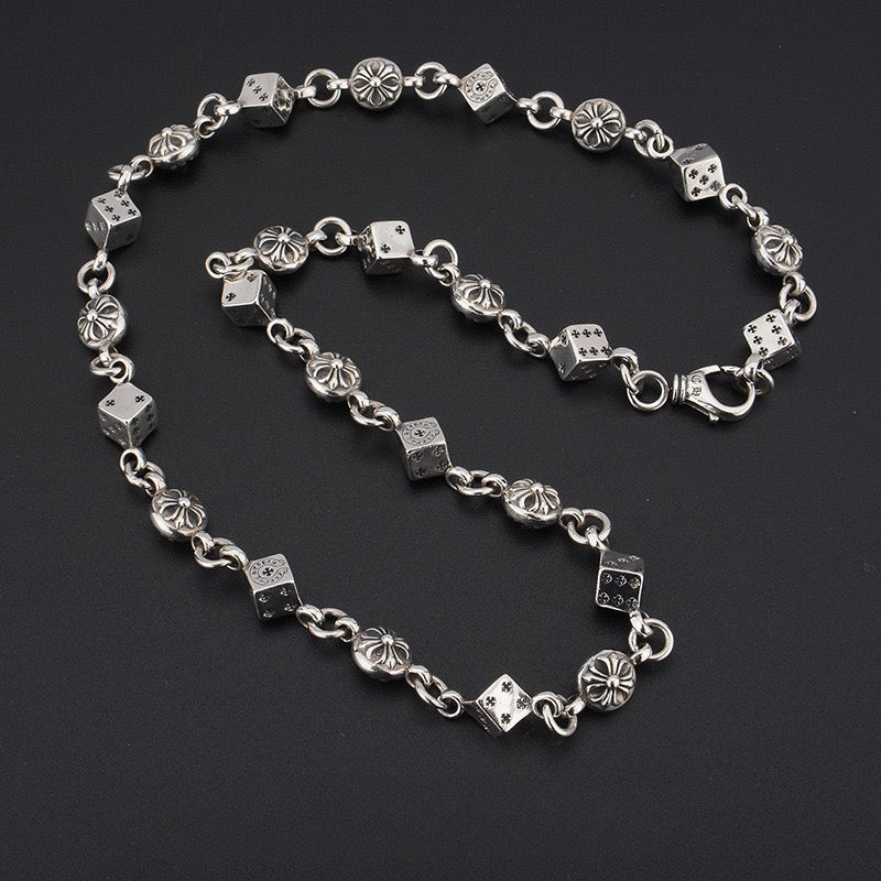 CHH Chrome heart Cross Necklace Dice Cross Vintage Cross Flower Men's and Women's Necklaces