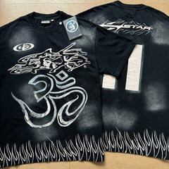 Hellstar  T Shirts Washed Aging Process High-quality pure cotton high-street clothing