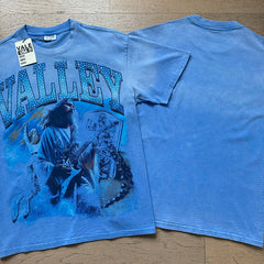 Valeforever Vale T Shirts Fashionable blue acid-wash style with rhinestone embellishments.