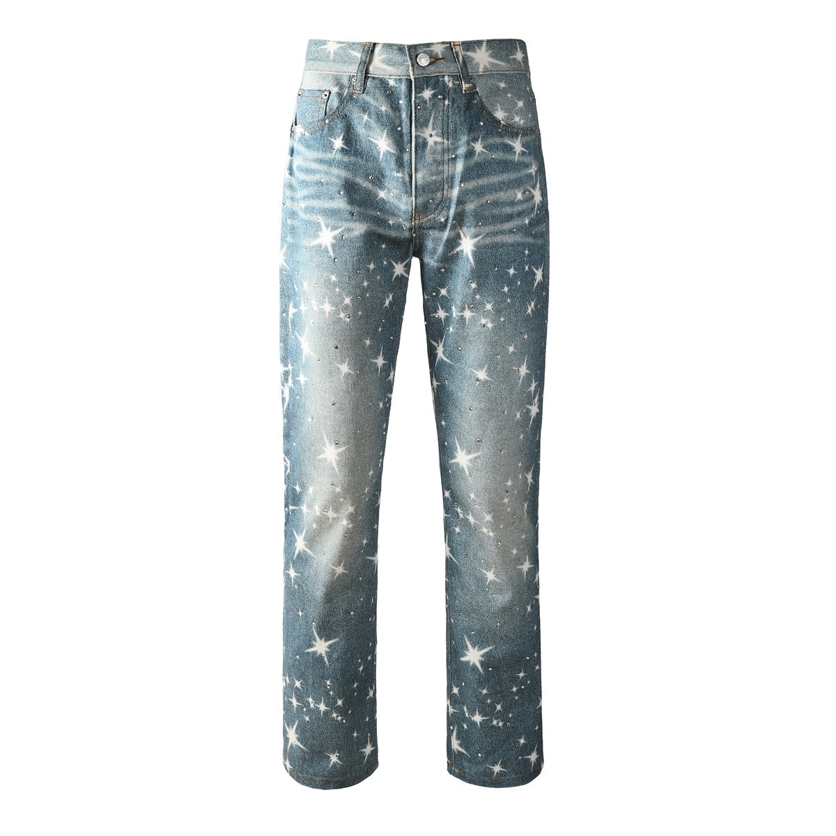 Mens trendy purple jeans 100% cotton Rhinestones #9141
