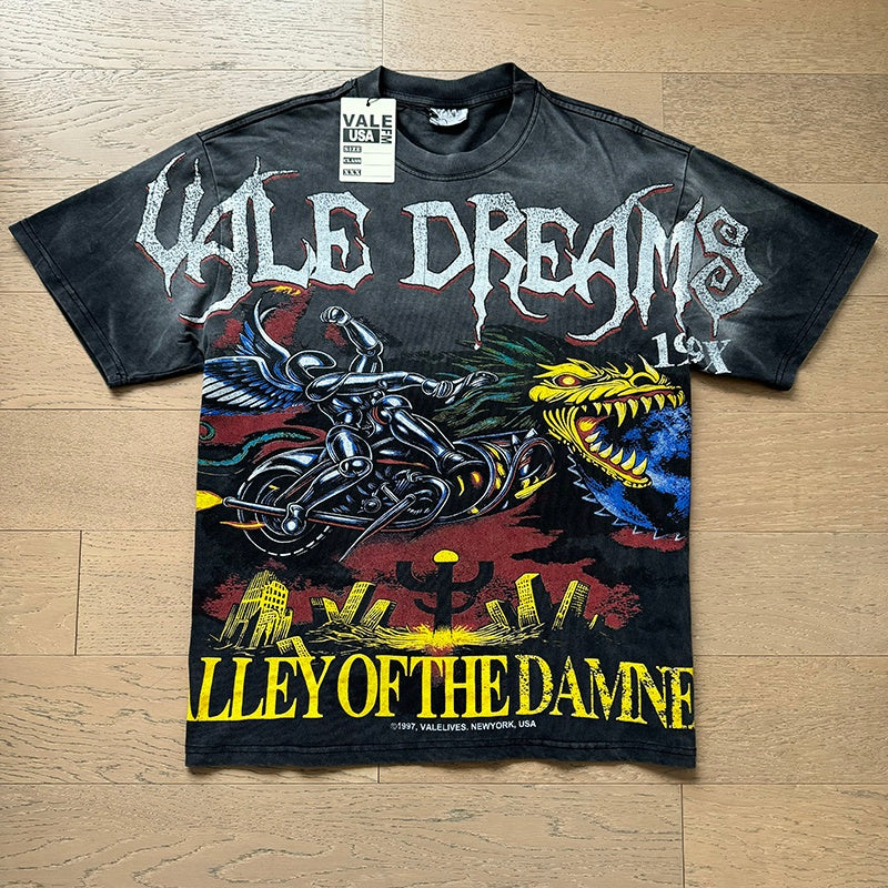 Valeforever Vale T Shirts Washed black with a distressed finish