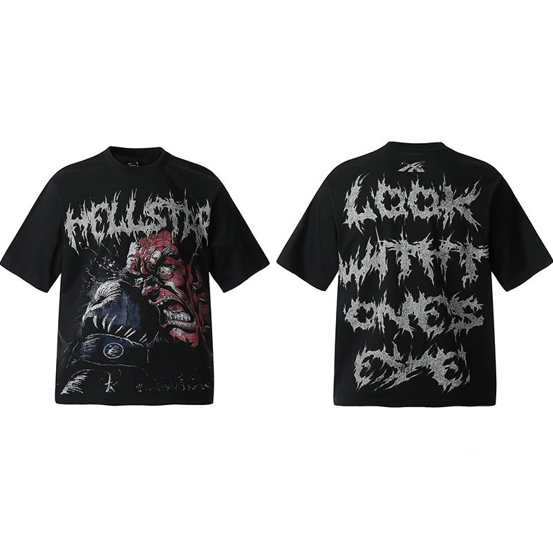 Hellstar T-shirt Direct Printing Pattern High-quality pure cotton high-street clothing