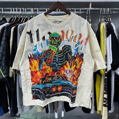BKYS T Shirts Hot Diamonds Skull Car Print