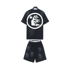 Hellstar T-Shirt And Shorts Two-Piece Set High-quality pure cotton high-street clothing