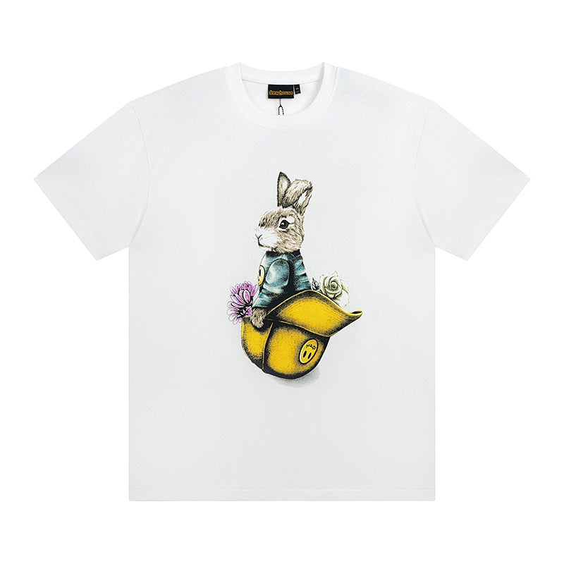 DREW HOUSE T Shirts  Rabbit print on a seated hat
