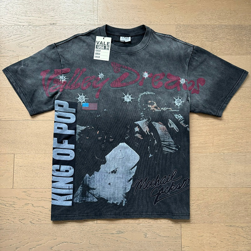 Valeforever Vale T Shirts Washed black with a distressed finish